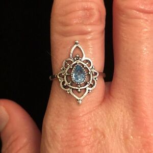 Silver Tone Blue Faux Gemstone Ring